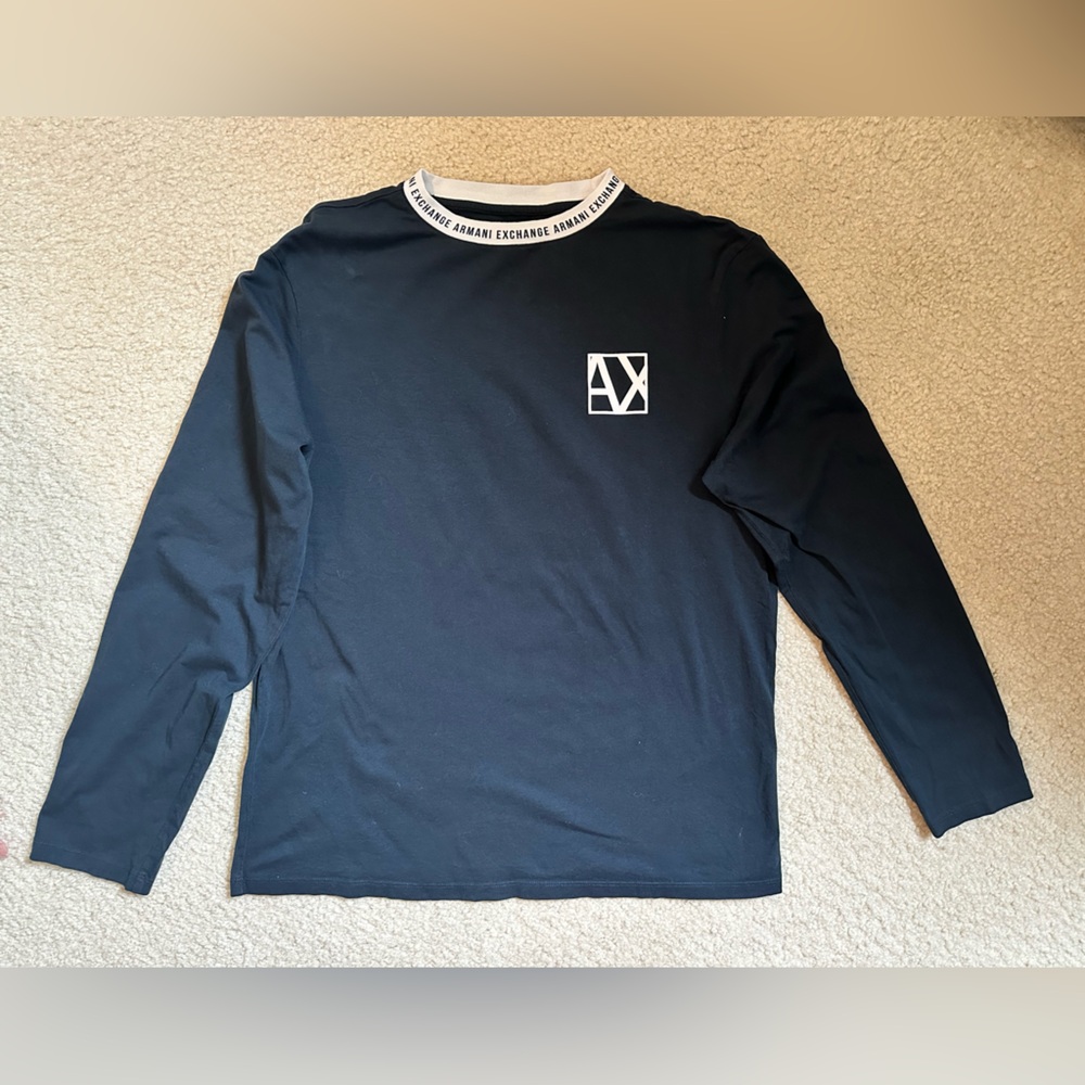 Excellent Condition Armani Exchange Navy Crew Neck Shirt